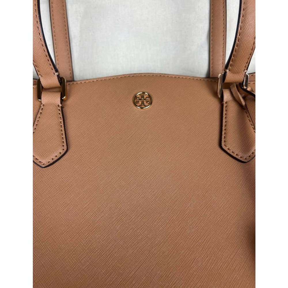 Tory Burch Robinson Saffiano Tan Leather Shoulder Tote Purse, Smoke, Pet Free. - Picture 2 of 11